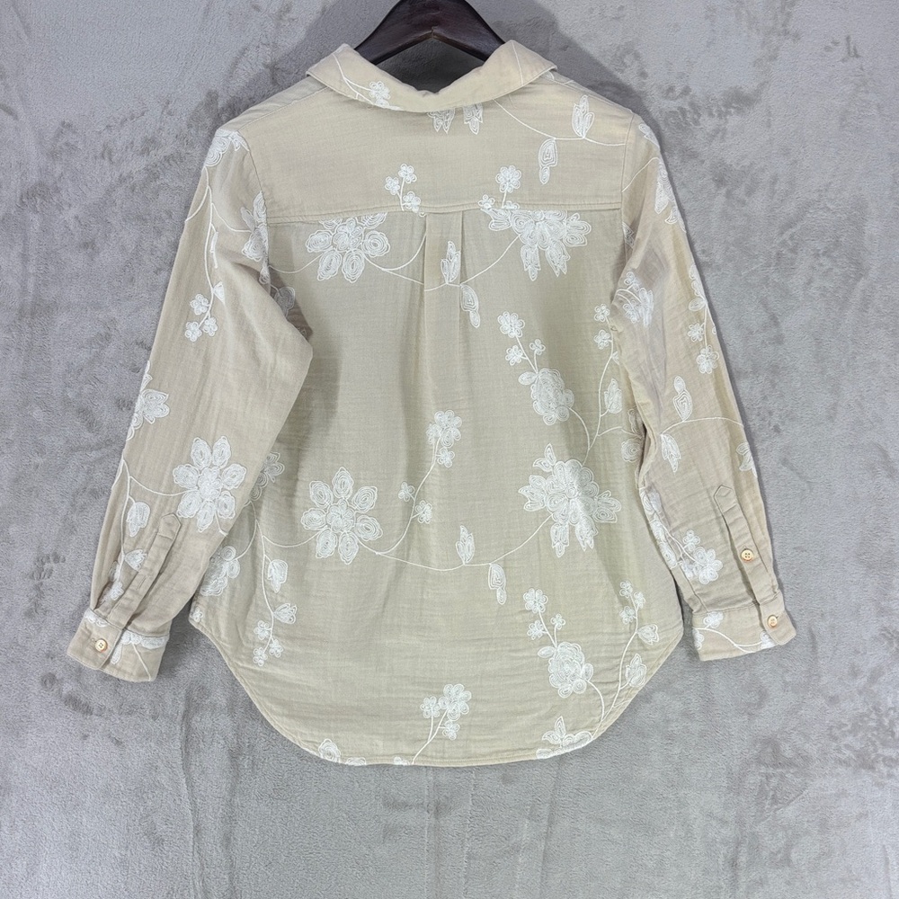 Soft Surroundings Floral Embroidered Cotton Button Down Top Size PS - Picture 6 of 7